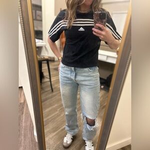 Adidas cropped tee black and white